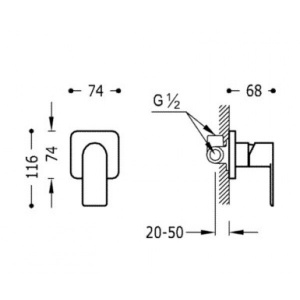 Змішувач Tres loft 20017701 хром для душу.