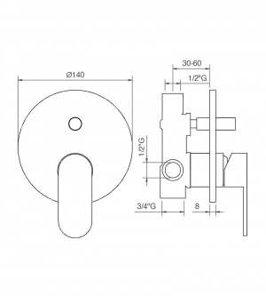 Змішувач прихованого монтажу Ponsi BTVERKIN06