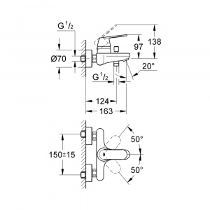 Eurosmart Cosmopolitan Одноважільний змішувач для ванни (32831000)