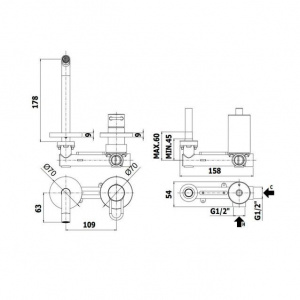 Змішувач для раковини настінний Paffoni Joker, вилив 178 мм. JK105NO70