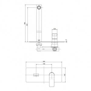 Змішувач для раковини настінний Paffoni Tilt, вилив 240 мм. TI106BO