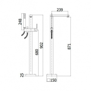 Змішувач для ванни для підлоги Paffoni Effe, колір хром EF033CR