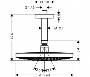Верхній душ Hansgrohe Raindance Select S 240 2jet 26469000 EcoSmart