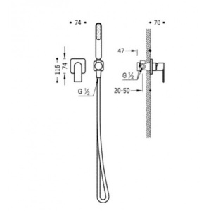 Змішувач Tres loft 20017702 хром для душу, що вбудовується. З душовим набором