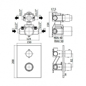 Термостат для душу на 2 споживача Paffoni Light із металевою накладкою, колір білий LIQ518BO/M