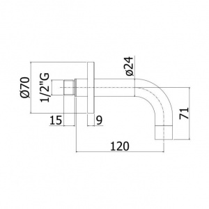Вилив для ванни 12 см Paffoni, колір медове золото ZBOC140HGSP