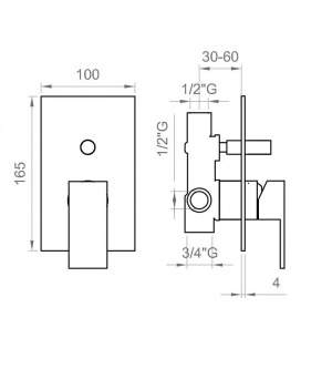 Змішувач прихованого монтажу Ponsi BTITRKIN04