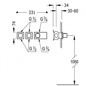 Душова система Tres block system 20725399 хром для душу ванни