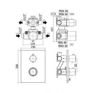 Термостат для душу на 2 споживача Paffoni Light з металевою накладкою, колір сталь LIQ518ST/M