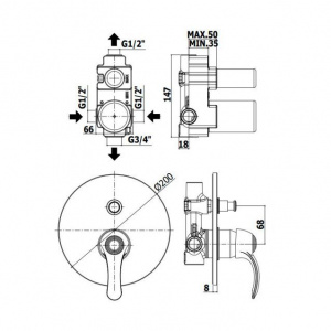 Змішувач для душу Paffoni Flavia, колір бронза FA015BR