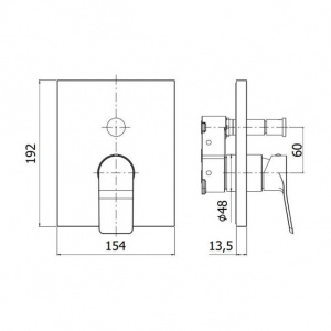 Змішувач для душу Paffoni Tilt без вбудовуваної частини з металевою накладкою, колір сталь TIBOX015ST/M