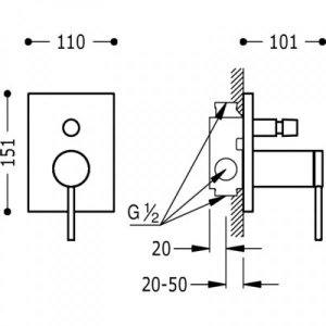 Змішувач Tres mono-term 20118001 хром для ванни