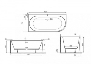 Ванна Polimat 160x75 Sola права