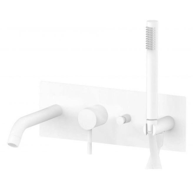 Змішувач для ванни зі стіни Paffoni Light із душовим гарнітуром Bianco Opaco, колір білий LIG001BO