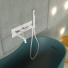 Смеситель для ванны со стены Paffoni Light с душевым гарнитуром Bianco Opaco, цвет белый LIG001BO