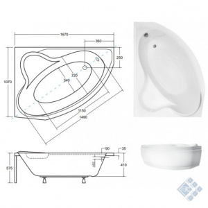 Ванна акрилова DELFINA 166х107 Ліва (соло)