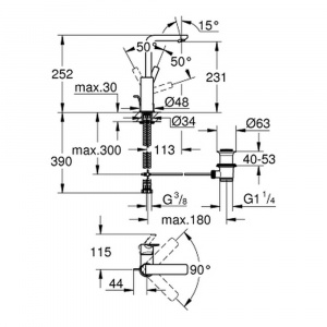 Lineare Одноважільний змішувач для раковини L-Size (23296001)