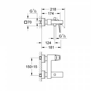 Eurocube Одноважільний змішувач для ванни (23140000)