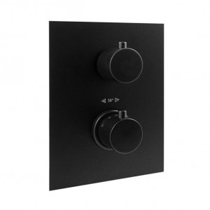 Термостат для душа на 2 потребителя Paffoni Light с металлической накладкой, цвет черный LIQ518NO/M