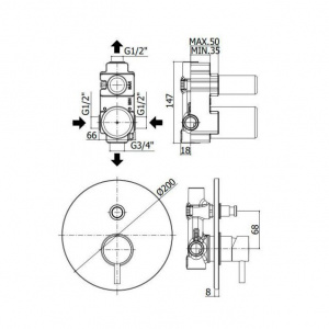 Змішувач для душу Paffoni Light, колір медове золото LIG015HGSP