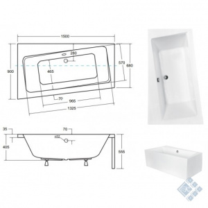Ванна INFINITI 150х90 ліва без ніг