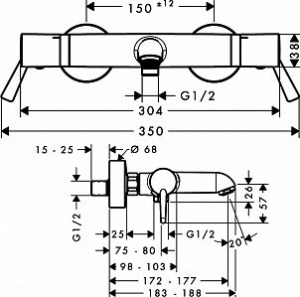 Змішувач Hansgrohe ecostat comfort care 13115000 для ванни з душем