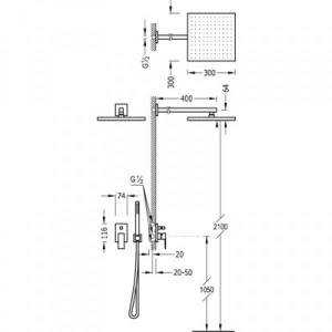 Душова система Tres cuadro exclusive 406980 хром