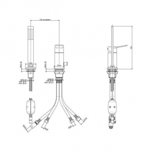 Змішувач на борт ванни без виливу Paffoni Tilt з душовим гарнітуром, колір сталь TI041ST