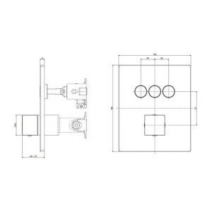 Змішувач для ванни/душу на 3 споживача Paffoni Compact Box, колір чорний CPM519NO