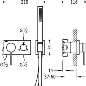 Душова система Tres espasio 21027391 хром для душу ванни