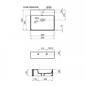 Раковина Qtap Nando 500х420х130 White з донним клапаном QT1211K404AW