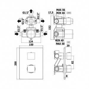 Термостат для душу на 3 споживача Paffoni Level з металевою накладкою, колір сталь LEQ519ST/M