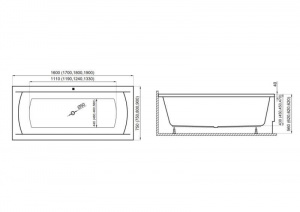 Ванна Ines 180x80 з панелью та ніжками
