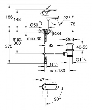 Eurosmart Cosmopolitan Одноважільний змішувач для раковини S-size (2337700E)