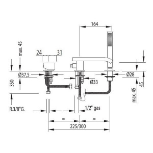Змішувач Tres slim 20266101 хром на борт ванни