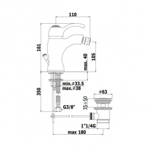 Змішувач для біде Paffoni Giorgia, з донним клапаном, GI135CRC