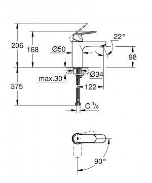 Eurosmart Cosmopolitan Одноважільний змішувач для раковини M-size (2339800E)