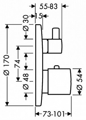 Змішувач Hansgrohe ecostat s 15721000 для ванни з душем.
