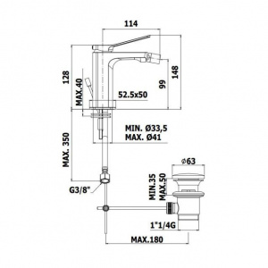 Змішувач для біде Paffoni Tilt, з донним клапаном, TI135ST