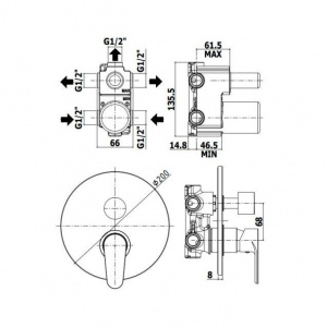 Змішувач для ванни/душу на 3 споживача Paffoni Green, колір хром GR019CR