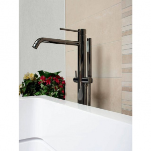 Змішувач для ванни на підлогу Paffoni Light, колір {нікель,чорний} LIG032NKN