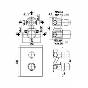 Термостат для душу на 3 споживачі Paffoni Light з металевою накладкою, колір медове золото LIQ519HGSP/M