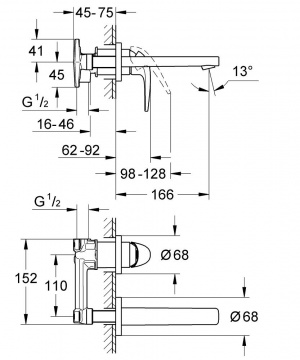 BauCurve Змішувач для раковини на 2 отвори S-Size (20288000)