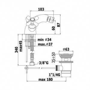 Змішувач для біде Paffoni Iris, з донним клапаном, IRV135CR