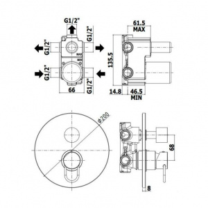 Змішувач для ванни/душу на 3 споживача Paffoni Joker, колір хром JK019CR