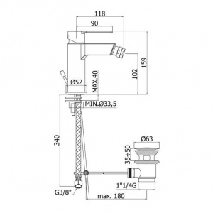 Змішувач для біде Paffoni West, з донним клапаном, WS135CR