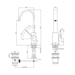 Змішувач для раковини високий Paffoni Level, з донним клапаном LEA877CR
