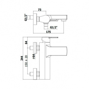 Змішувач для ванни Paffoni West, колір хром WS022CR