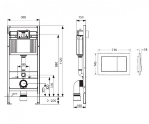 Інсталяція для унітазу TECEbase kit 9400406 (кнопка прокладка кріплення)