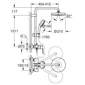 Tempesta Cosmopolitan System 210 Душова система із одноважільним змішувачем (26224001)